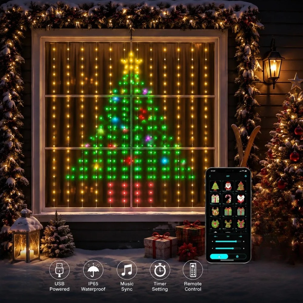 LED Pixel Curtain Lights Bluet - Smart Home App review and price